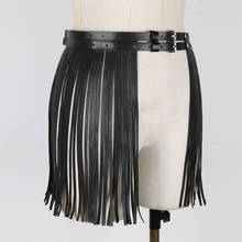 Fashion Women Faux Leather Fringe Tassel Skirts Belt Nightclub Party Dancing Costumes Adjustable Double Waist Belts with Buckles 2024 - buy cheap