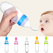 90ml Silicone Baby Feeding Bottle With Spoon Newborn Infant Squeeze Spoon Toddler Food Supplement Rice Cereal Bottle Milk Feeder 2024 - buy cheap