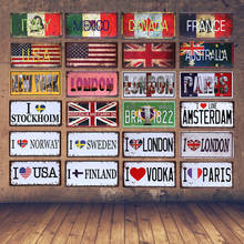 Italy/Mexico/Canada/France/Australia/London/Brazil Metal Tin Sign Poster Car License Plate Vintage Wall Art Home Bar Decor 2024 - buy cheap