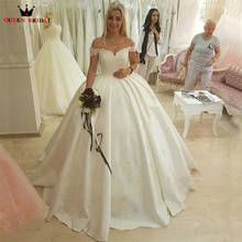 Ball Gown Puffy Wedding Dresses Sweethart Satin Lace Long Formal Elegant Bride Dress Custom Made DE19 2024 - buy cheap