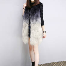 Faux Fur Vest Women Winter Coats Women Furry Faux Fox Fur Vest Jacket  3XL Woolen Sleeveless Long Fashion Fur Outwear 2024 - buy cheap