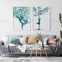 Pintura abstrata em aquarela, poster artístico, yoga, mulher, árvore, pintura em tela, imagem para parede, escritório, decoração de interiores, sala de estar 2024 - compre barato