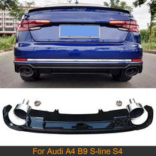 Para Audi A4 B9 S-línea S4 2017 - 2019 brillo coche negro para difusor de parachoques trasero Spoiler de plata con terminales de escape 2024 - compra barato