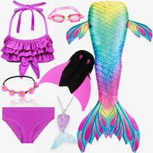 NEW Arrival!7PCS/Set Ariel Mermaid tails with Fins Mermaid Swimming Tails for Kids Girls Summer Beach Wear Swimsuits For Kids 2024 - buy cheap