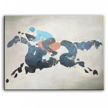 Modern Abstract Art Paintings Wall Decoration Pictures Hand Painted Cartoon Animals Oil painting On Canvas Horse Racing Pictures 2024 - buy cheap