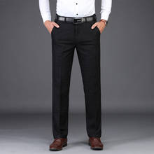 Calças clássicas dos homens terno vestido casual calças masculinas em linha reta ajuste trabalho de negócios escritório calças formais tamanho grande masculino 2024 - compre barato