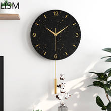 Маятниковые Креативные Часы настенные Простые Модные Роскошные большие часы современные настенные часы для гостиной мраморные золотые черные Reloj De Pared 2024 - купить недорого