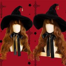 Sombreros de bruja Retro para adultos, accesorios de disfraz de Lolita Gótica para Cosplay, fiesta de Halloween, decoración de vestido 2024 - compra barato