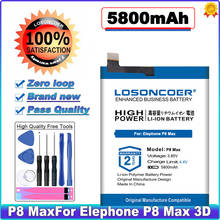 for Elephone P8 Max 3D Battery Replacement For Elephone P8 Max Batteries Bateria Smart Phone Gift tools +stickers 5800mAh 2024 - buy cheap