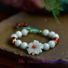 Jade Flower Bracelet Amulet Jewellery Fashion Charm Jadeite Beads Bangle Green Natural Gifts 2024 - buy cheap