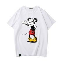 Camisetas de manga corta para hombre, ropa con estampado de dibujos animados de Mickey Mouse, camiseta Harajuku de algodón con cuello redondo, camiseta informal de talla grande 2024 - compra barato