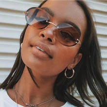 2020 Rimless Retro Small Oval Sunglasses Women Sexy Shades Brand Designer Fashion Metal Frame Sunglasses Ladies Eyewear UV400 2024 - buy cheap