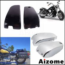 1 par de plástico abs preto & chrome motocicleta bateria fairng painel lateral capa para kawasaki vulcan clássico vn 1500 nomad 2024 - compre barato