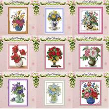 Peony Lily Tulip Poppy Rose flower counted 11CT 14CT Cross Stitch Sets DIY Cross-stitch Kits Embroidery Needlework Home Decor 2024 - buy cheap