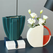 Скандинавская простая керамическая круглая ваза для цветов, креативная Цветочная композиция для гостиной, домашний декор, офисный стол, орнамент, свадебный подарок 2024 - купить недорого