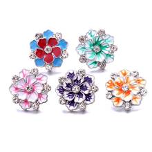 Snap Jewelry Rhinestone Enamel Flower 18mm Ginger Snap Button DIY Bracelet Necklace Jewelry Making  ACC for Women 2024 - buy cheap