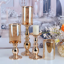 Metal Glass Candlesticks Gold Candle Holders Wedding Centerpieces Table Decoration Candelabra Home Dining Table Decor Ornament 2024 - buy cheap