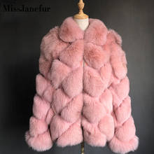Luxury Genuine Real Fox Fur Jackets&Coats With Fox Fur Collar For Ladies Short Fox Fur Outerwear In Fur Garments 2024 - buy cheap