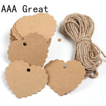 100Pcs/Lot Heart Shape Kraft Paper Card Wedding Favour Gift Tags For DIY Tag Price Label Party Favor Hole Supplies Packaging New 2024 - buy cheap