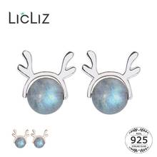 LicLiz New 925 Sterling Silver Moonstone Stud Earring for Women Antlers Design Rose Gold Earrings White Gold Cute Jewelry LE0468 2024 - buy cheap