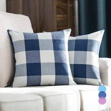 Capa de almofada capa de almofada buffalo capa de almofada xadrez verificação almofadas decorativas para sala de estar housse de coussin quinta decoração azul marinho 2024 - compre barato