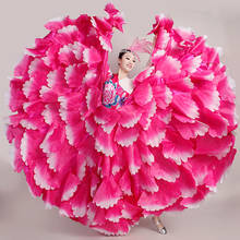 2020 New Opening Dance Petal Big Swing Skirt Women's Flamenco Costumes Adult Chorus Robe Ballroom Performance Long Dress DL6135 2024 - buy cheap