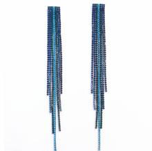 Лидер продаж, модные длинные винтажные серьги-кисточки в стиле ретро с синими кристаллами, женские очаровательные изысканные серьги-кисточки для женщин, ювелирные изделия на день рождения 2024 - купить недорого