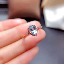 Natural Aquamarine Drop Gem Ring S925 Sterling Silver Fine Fashion Charming Jewelry for Women Free Shipping MeiBaPJFS 2024 - buy cheap