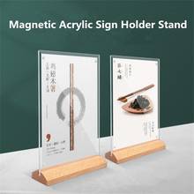 A6 Magnetic Wooden Acrylic Picture Paper Photo Frame Acrylic Menu Sign Card Note Holder Advertising Board 2024 - buy cheap