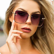 Fashion Gradient Sunglasses Women Luxury Brand Design Oversize Rimless Square Sun Glasses For Female Oculos De Sol Masculino 2024 - buy cheap