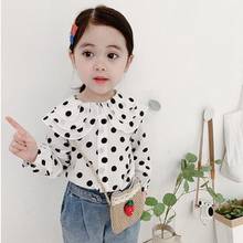 Autumn Spring Baby Toddler School Girls Blouse White Dot Kids Ruffles Shirt Children Clothes Long Sleeve Girl Tops And Blouses 2024 - compre barato