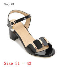 Sandálias femininas de salto alto, sapatos peep toe gladiador para mulheres, sapatos pequenos plus size 31, 32, 33, 34, 40, 41, 42, 43 2024 - compre barato