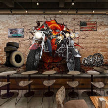 Papel de parede personalizado 3d, retro, motocicleta, nostálgico, murais de parede, restaurante, café, decoração de parede, estilo europeu 2024 - compre barato