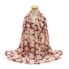 Lenço de chiffon estampado luxuoso feminino, cachecol hijab de outono para mulheres, floral, longo, xales e laços do anime, 35 cores 2024 - compre barato