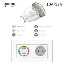 Tomada inteligente 10a/15a eu, mini tomada inteligente com wifi e monitor de energia, temporizador, controle por aplicativo tuya, funciona com alexa e google home 2024 - compre barato