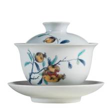 Jingdezhen esmalte cerâmico crepitante esmalte pintado à mão romã conjuntos de chá berço xícara mster tampa tigela decoração do lar 2024 - compre barato