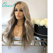 Silver Grey Colored Real Human Hair Lace Front Wigs Ombre Wavy Full Lace Wigs Bleached Knots Cheap Lace Frontal Wig 180% Qearl 2024 - buy cheap