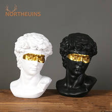 NORTHEUINS 13CM Golden Blindfolded Resin David Xiaowei Statue European Head Figurines Art Supplies Home Desktop Decoration Decor 2024 - buy cheap