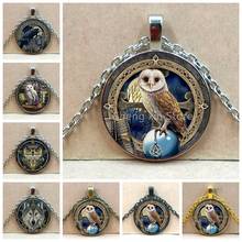 2020/2021 fashion charm necklace witchcraft owl photo cabochon glass pendant chain pendant men and women gift souvenirs 2024 - buy cheap