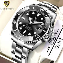 LIGE Design Top Brand Luxury Watch Stainless Steel Men Automatic Watch 100M Waterproof Sports Mechanical Watch Reloj Hombre 2021 2022 - buy cheap