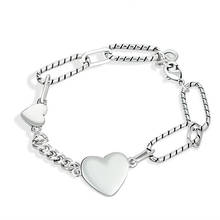 Pulseira e bracelete coreano 2021, prata esterlina 925, formato de coração, joias para mulheres, meninas, casamento, sl058 2024 - compre barato