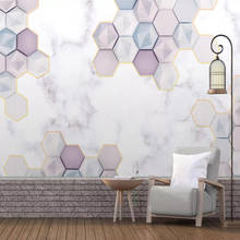 Milofi Custom 3D Wallpaper Mural Solid Geometry Irregular Hexagon Marble Background Wall Decoration Wallpaper Mural 2024 - buy cheap