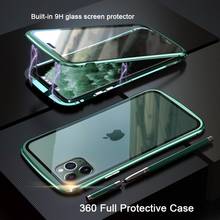 Capa protetora 360 para iphone, estojo de metal temperado para proteção completa do iphone 11 pro max 2024 - compre barato