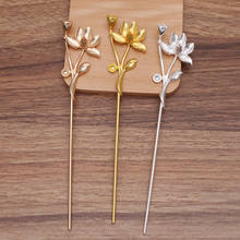 5pcs/lot Lotus Shape 3 Color Alloy Hairpin Chinese Hair Sticks Bridal Hair Fork Hair Accessories For Women 2024 - buy cheap