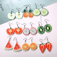 Acrylic Apple Pineapple Cute Fruit Drop Earrings Tomato Dragon  Kiwi Orange Cucumber Fruit Earrings Dainty Gift 2024 - buy cheap