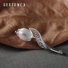 GEEZENCA 925 Sterling Silver Tulip Brooch Original Design Hollow Out Flower Brooches Fine Jewelry For Women Gift Party 2024 - buy cheap