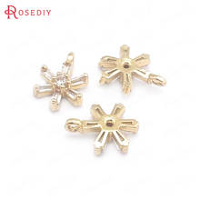 (38119)10PCS 10MM 24K Champagne Gold Color Brass and Zircon Snowflake Charms Pendants Jewelry Making Supplies Diy Accessories 2024 - buy cheap