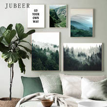 Mountain Wall Art Nature Scenery Scandinavian Poster Foggy Forest Nordic Decoration  Picture Landscape Print Canvas Painting 2024 - buy cheap