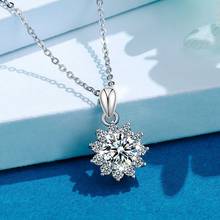 inbeaut 925 Silver 1-2 ct Flower Cut Excellent Quality Pass Diamond Test Moissanite Necklace Women Sunflower Pendant Necklaces 2024 - buy cheap