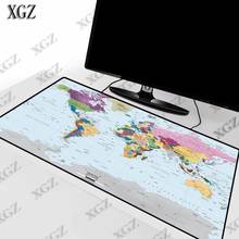 XGZ Blue World Map Gaming Large Speed Mouse Pad Locking Edge  Mat Computer pad Keyboard  Desk  for CSGO DOTA LOL 2024 - buy cheap